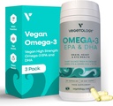 Vegan Omega 3 Συμπλήρωμα – EPA, DHA Συμπληρώματα & βιταμίνη D3 – Algae Omega 3 Vegan Συμπληρώματα για τον εγκέφαλο, τα μάτια και την καρδιά Υγεία – για παιδιά & ενήλικες (180 κάψουλες)