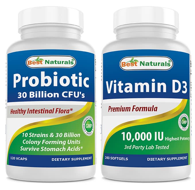 Best Naturals Probiotic 10 Strains & 30 δισεκατομμύρια CFU & βιταμίνη D3 10000 IU
