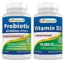 Best Naturals Probiotic 10 Strains & 30 δισεκατομμύρια CFU & βιταμίνη D3 10000 IU