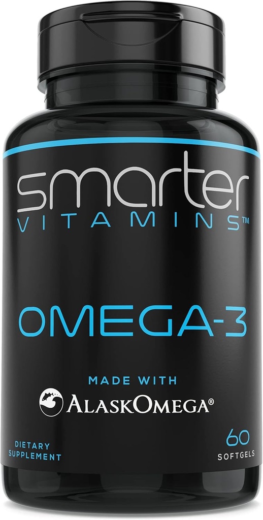 SmarterVitamins Omega 3 Fish Oil, Strawberry Flavor, Burpless, Tasteless, 2000mg, DHA EPA Triple Strength, Made with AlaskOmega®