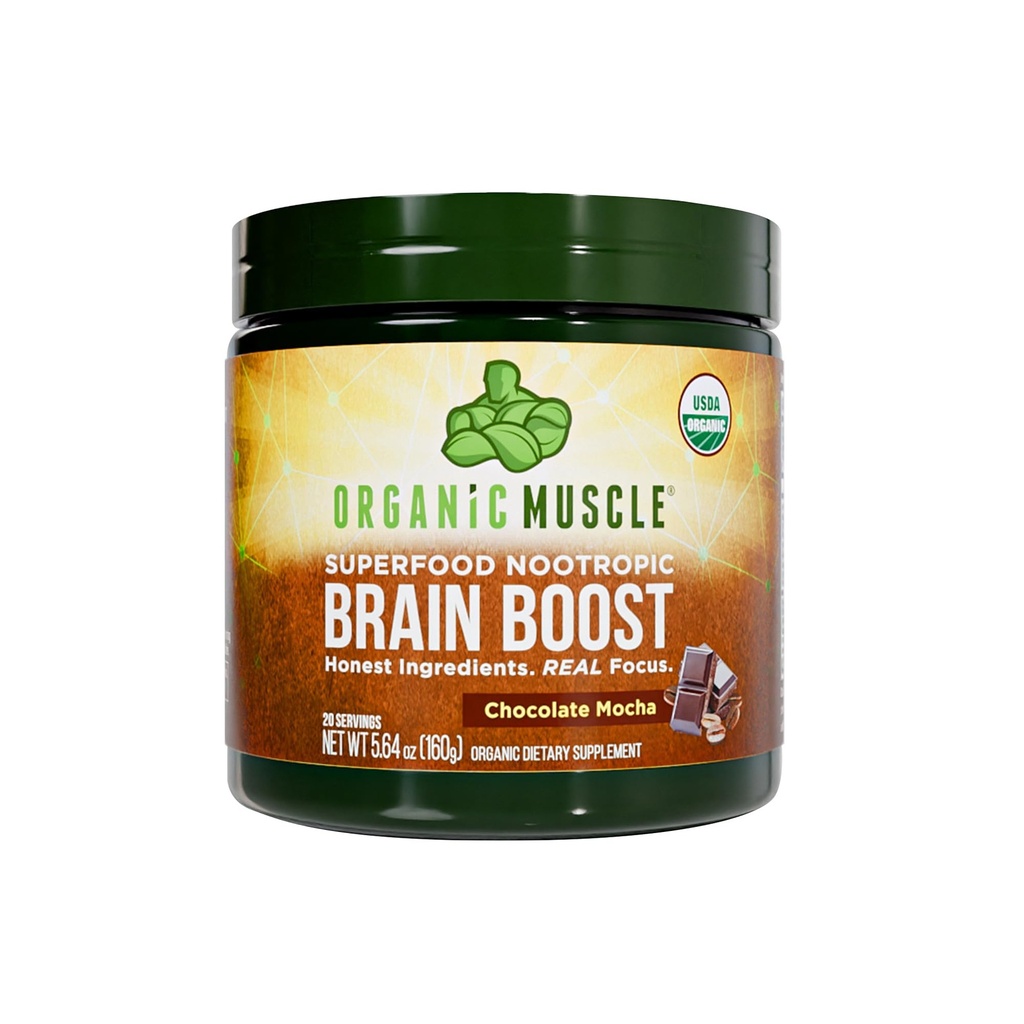 Organic Mycle Brain Boost Nootropics Blend - Vegan & Organic Superfood Health Συμπληρώματα για Εστίαση, Μνήμη & Παραγωγικότητα με Ashwagandha, Ginkgo & Ginseng - Σοκολάτα Γεύση, 20 Υπηρεσίες