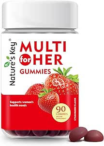 Nature's Key Women's Strawberry Flavored Multivitamin Gummies, 90 Count, Immune Support, 18 Essential Vitamins, Niacin, Pantothenic Acid, Biotin, Calcium & Folic Acid