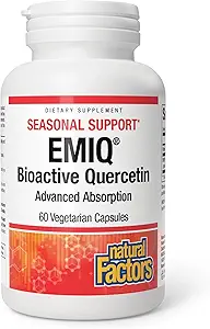 Natural Factors Bioactive Quercetin EMIQ - Immunity Support Supplement with Vitamin C - Quercetin for Upper Respiratory & Heart Health - 60 Vegetarian Capsules (60 Servings)