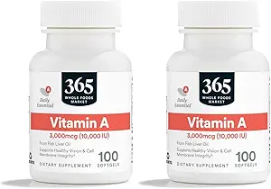 365 από Whole Foods Market, Vitamin A 10K IU, 100 Softgels (πακέτο των 2)