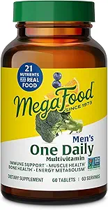 MegaFood One Daily Mens Multivitamin - Πολυβιταμίνη για τους άνδρες - Βιταμίνη C, Βιταμίνη D3 & Βιταμίνη B12 - Μυϊκός, Ενεργειακός Μεταβολισμός & Ανοσοποιητική Υποστήριξη - Χορτοφαγική, Χωρίς Γλουτένη - 60 Δισκία, 60 Μερίδες