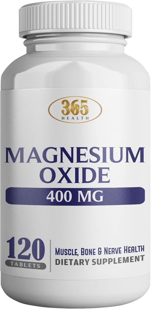 Συμπλήρωμα μαγνησίου 400mg [Υψηλή Ικανότητα] – Οξείδιο μαγνησίου για την υποστήριξη του ανοσοποιητικού, την αποκατάσταση των μυών, τα κνήμες ποδιών και την χαλάρωση 120 δισκία-USA Made
