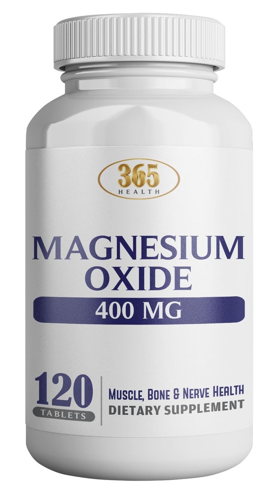 Magnesium 400mg [High Potency] Supplement – Magnesium Oxide for Immune Support, Muscle Recovery, Leg Cramps and Relaxation 120 Tablets-USA Made