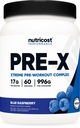 Nutricost Pre-X Xtreme Pre-Wortout Complex σκόνη, μπλε σμέουρο, 60 υπηρεσίες, χορτοφάγους, μη ΓΤΟ και γλουτένη δωρεάν