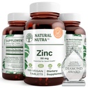 Natural Nutra Zinc Gluconate 50mg Supplement for Immune Support, Promotes Skin Health, Provides Ease From Flu & Cold, Boost Learning & Memory, Enhance Taste & Smell, Gluten Free 50mg 100 Vegan Tablets