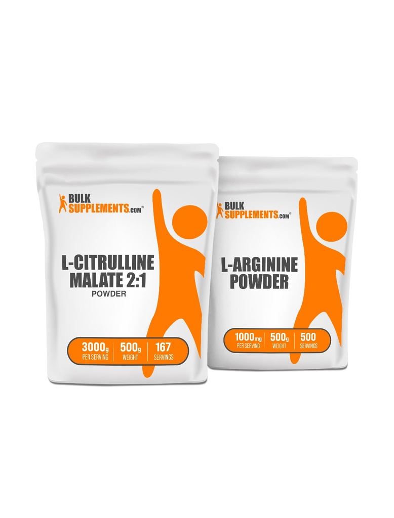 BulkSupplements Σιτρουλλίνη Μηλάτη 2:1 500g + L-αργινίνη 500g Bundle