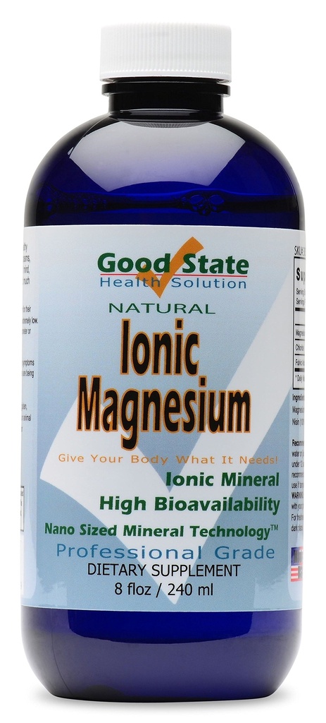 Good State Ionic Magnesium 8 oz - Natural - Nano Sized Mineral Technology - Professional Grade - Υποστηρίζει Υγιείς Χημικές & Ένζυμα Αντιδράσεις - 96 Υπηρεσίες (8.1 fl oz)