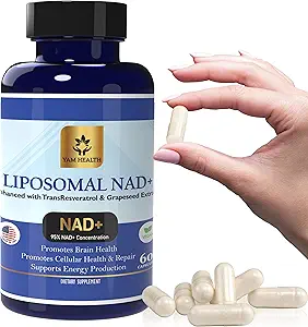 Liposomal NAD Nicotinamide Riboside Equivalent with Trans-Resveratrol 300mg, - Premium Halal NAD Supplement for Energy Metabolism, DNA Repair and Longevity, Vegan, Non-GMO (Pack of 1, 810 mg)