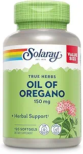 SOLARAY Oil of Oregano Softgels 150 mg - Συμπλήρωμα Έλαιου Ρίγανης για Ισχυρή Υποστήριξη Ευεξίας - Απαλή Πέψη - Επιπλέον Παρθένο Ελαιόλαδο Βάση - Vegan, 60-Day Εγγύηση - 120 Σερβιέτες, 120 Softgels