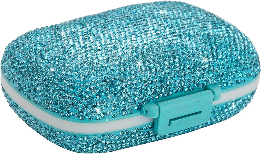 Travel Pill Container Medicine Organizer Καθημερινή Purse Pill περίπτωση Χαριτωμένο Pill Βιταμίνη κουτί Μικρό Pocket Hill Κάτοχος Mini Pill Organizer για το συμπλήρωμα (μπλε)