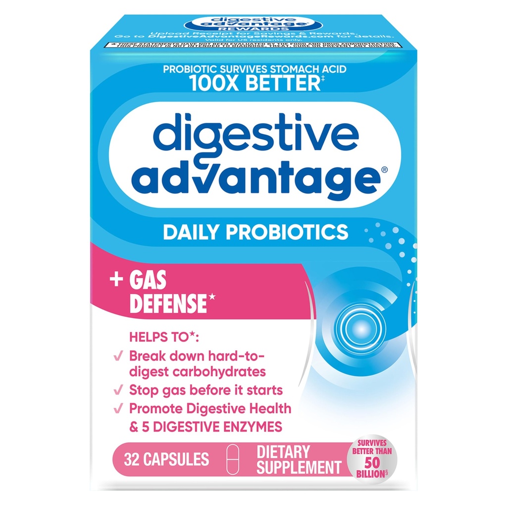 Digestive Enzyme και Probiotic Καψάκιο- Digestive Πλεονέκτημα 32 Κάψουλες, Επιβιώνει 100x Καλύτερο από το κανονικό 50 δισεκατομμύρια CFU, Διαλύει τα τρόφιμα, βοηθά στην πρόληψη του αερίου