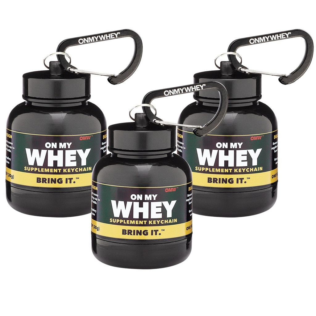 OnMyWhey - Protein Powder και συμπλήρωμα χοάνης Keychain, Portable to-Go Container για το γυμναστήριο, προπονήσεις, καταλληλότητα, και τα ταξίδια - TSA εγκριθεί, Classic 3-Pack