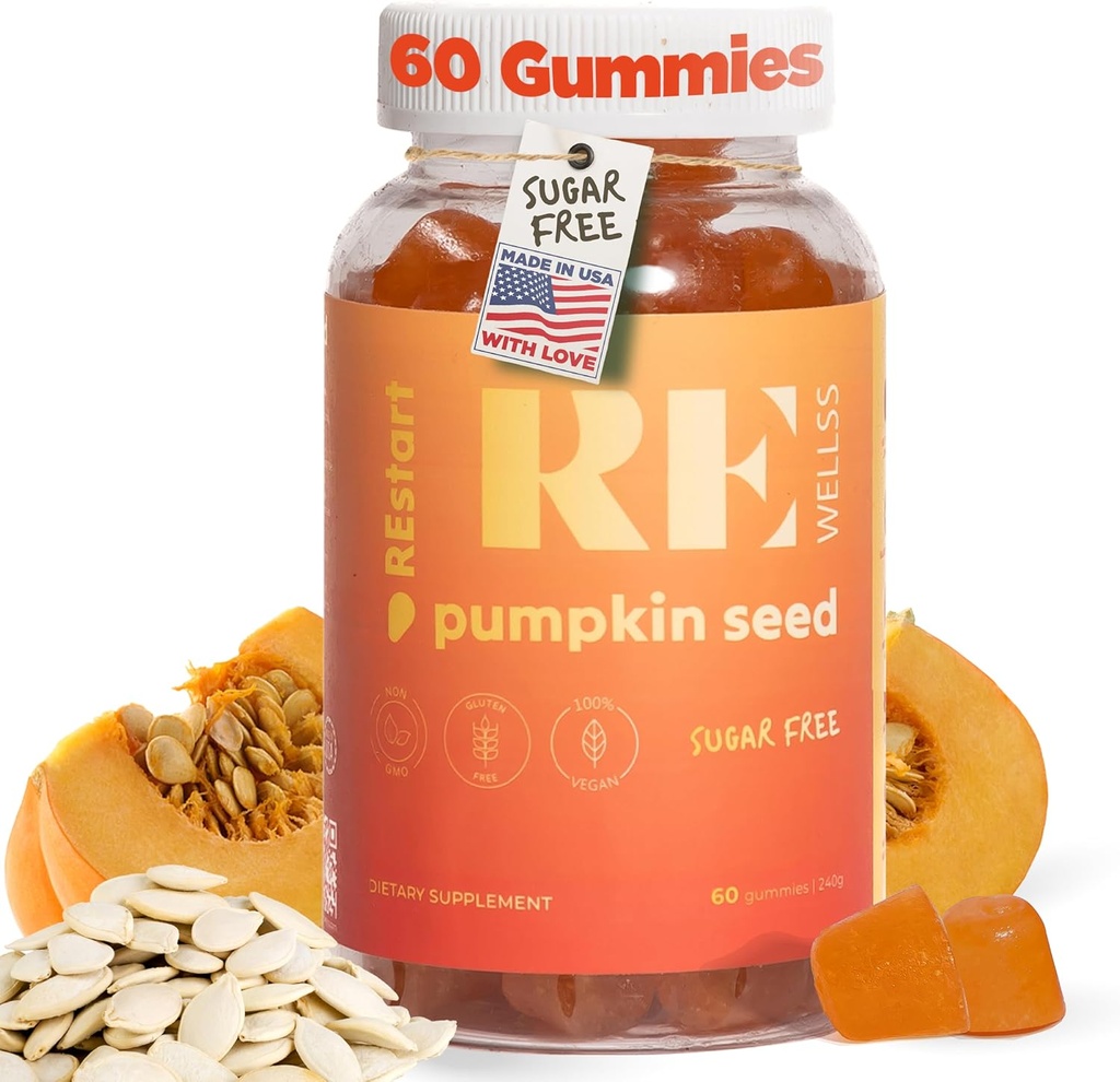 Σπόροι κολοκύθας Oil Gummies I ζάχαρη δωρεάν γλουτένη μη ΓΤΟ οργανικά συμπληρώματα διατροφής I ανάπτυξη των μαλλιών, λαμπερό δέρμα Prostate υγεία ουρολοίμωξη υποστήριξη I 240 γραμμάρια I πακέτο των 60