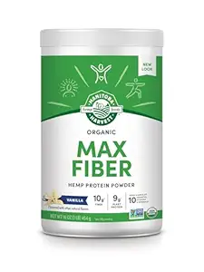 Μανιτόμπα Hemp Συγκομιδή Ναι Βιολογική Max Fiber Protein Powder, Vanilla, 16oz, με 10g Fiber, 9g πρωτεΐνη και 1,9g Omegas 3&6 ανά υπηρεσία, συντηρητική δωρεάν, μη-GMO, συσκευασία μπορεί να Vary