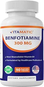 Vitamatic Benfotiamine 300 mg 90 κάψουλες χορτοφάγων - Επίσης ονομάζεται λίπος διαλυτή βιταμίνη Β1 (90 Count (Pack of 1)) (1 φιάλη)
