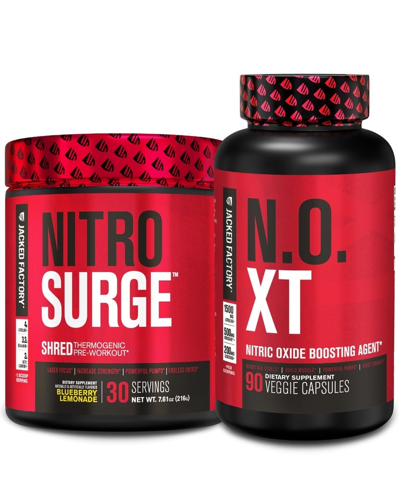 Zacked Factory Nitrosurge Shred Θερμογόνος Προ-Γυμνασία σε Blueberry Λεμονάδα & N.O. XT Nitric Oxide Booster για άνδρες & γυναίκες