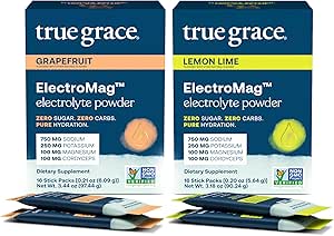 True Grace ElectroMag - Grapefruit (16 Stick Packs) + Lemon Lime (16 Stick Packs) - Ηλεκτρολύτης σε σκόνη για ταχεία ενυδάτωση - Zero Sugar & Carbs - Μη ΓΤΟ - 32 Σύνολο Σερβιέτες