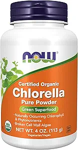 Τώρα Συμπληρώματα Τροφίμων, Βιολογική Chlorella Κόνις με χλωροφύλλη, β-καροτένιο, μείγματα καροτενοειδών, βιταμίνης C, σιδήρου και πρωτεϊνών, 4-Ounce