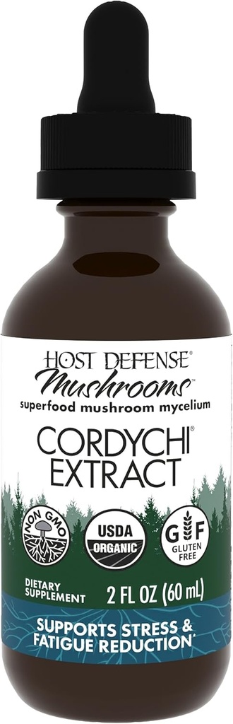 Host Defense CordyChi Extract - Energy & Immune Support Supplement - Cordyceps & Reishi Mushroom Supplement for Relaxation & αναπνευστική υποστήριξη - Βοηθήματα κατά της κούρασης - 2 fl oz (60 Services)*