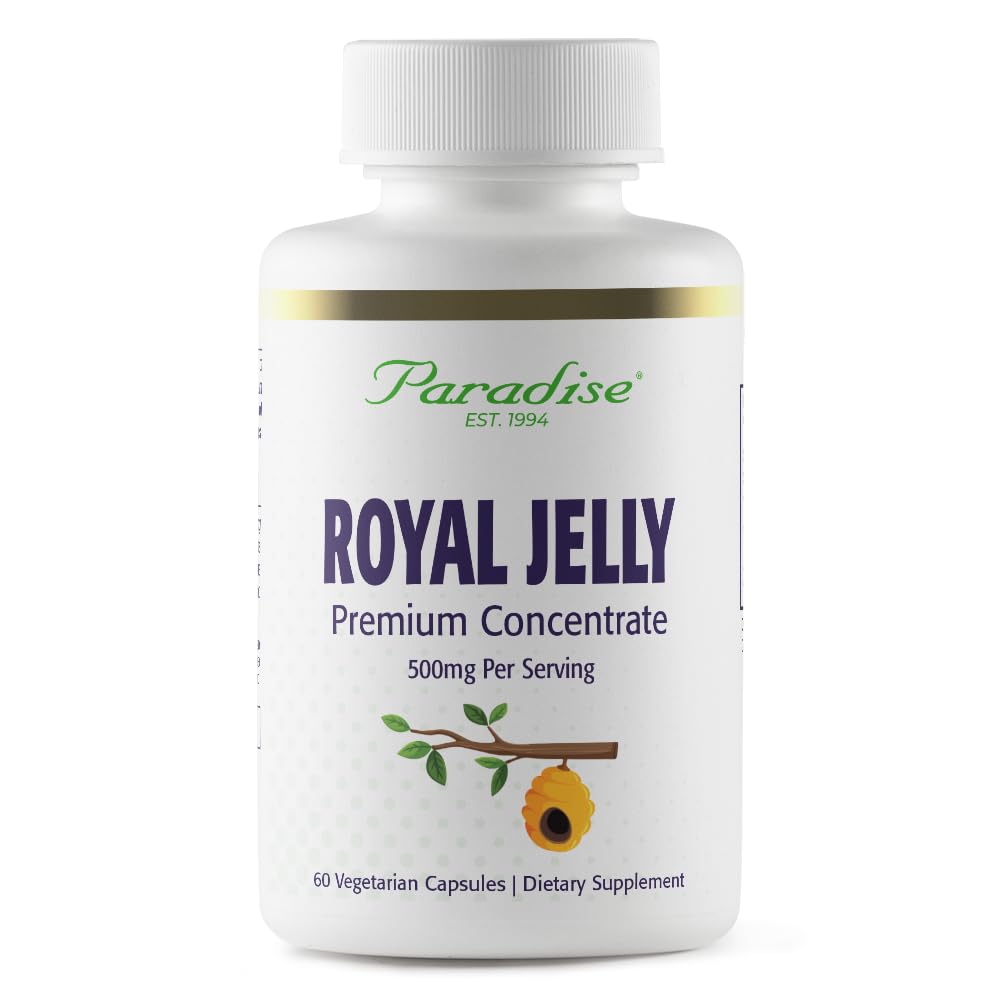 Paradise Herbs Royal Jelly, Golden Emperor, Super Poent, Ultra Pure, Vegan, Χωρίς γλουτένη, Μη ΓΤΟ, Παγωμένο Συμπύκνωμα, 60 Count Vegetarian Κάψουλες