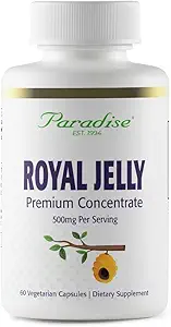 Paradise Herbs Royal Jelly, Golden Emperor, Super Poent, Ultra Pure, Vegan, Χωρίς γλουτένη, Μη ΓΤΟ, Παγωμένο Συμπύκνωμα, 60 Count Vegetarian Κάψουλες