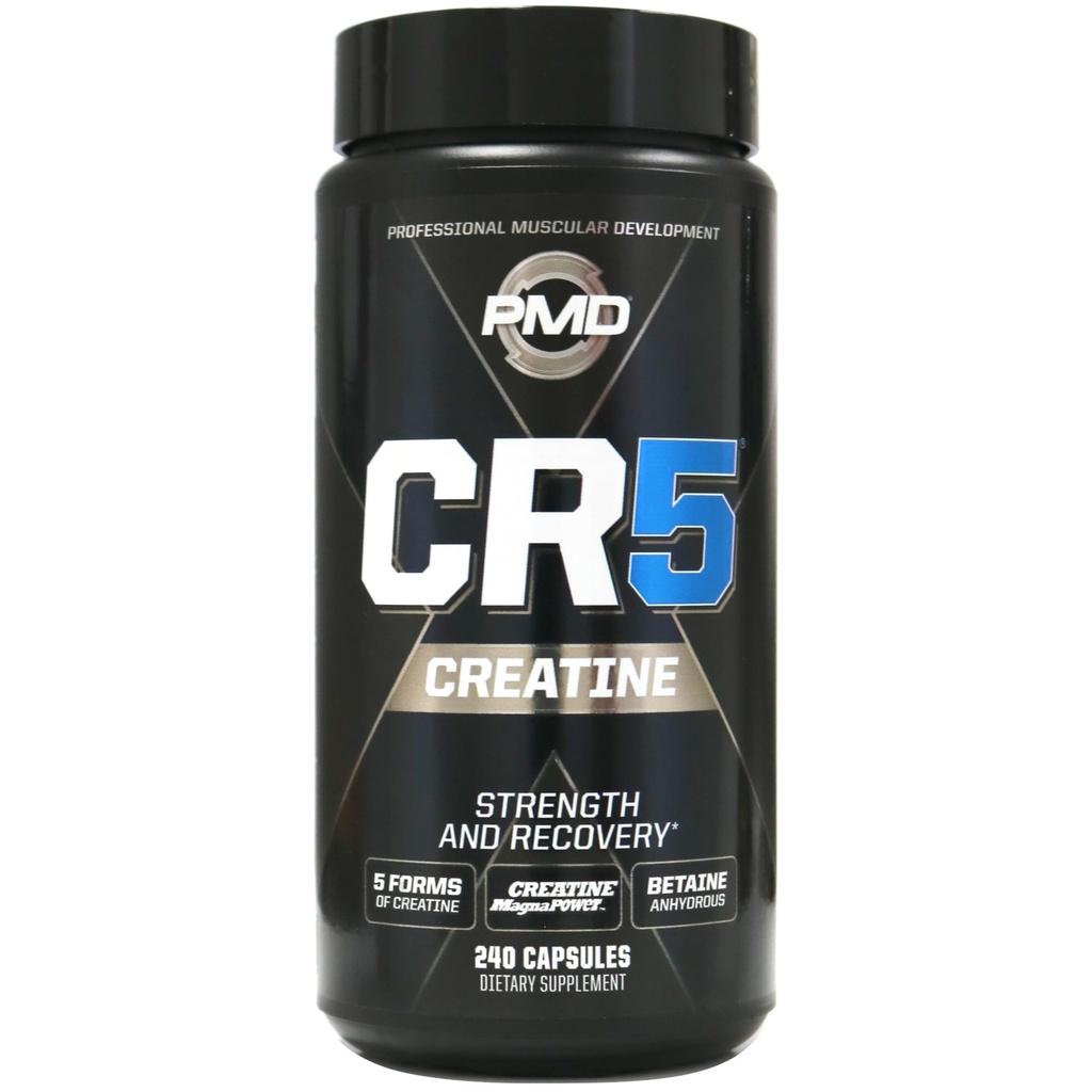 PMD Αθλητισμός CR5 Επαγγελματικό Συγκρότημα Creatine - Βελτιωμένη Ανάκτηση, Μείωση της Πονηρότητας, Lean Μύες Κεραυνός - Δύναμη 5 Creatine Blend για τη δύναμη, την αντοχή, και την αποκατάσταση (240 Κάψουλες Creatine)