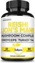 Satoomi Reishi Supplement Complex 5000Mg - 10in1 Συνδυάζεται με Lions Mane, Cordyceps Sinensis, Chaga Mushroom & others - 90 Κάψουλες για 3 Μήνες