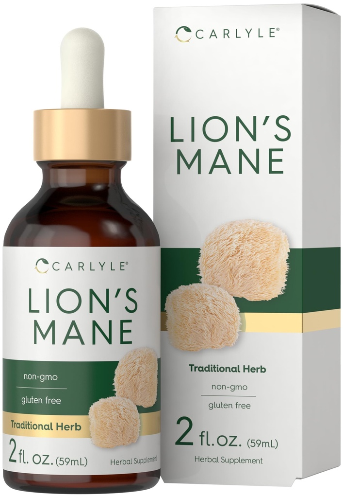 Carlyle Lions Mane Mushroom Liquid Extract | 2 fl oz | Tincture Drops | Alcohol Free | Vegetarian, Non-GMO & Gluten Free Supplement
