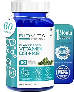 Biovitalia Plant based Vitamin D3 + K2 60 Κάψουλες για άνδρες και γυναίκες 