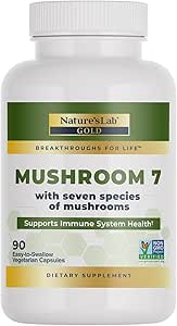Nature's Lab Mushroom 7 Organic Blend - Οφέλη Το ανοσοποιητικό σύστημα, λειτουργία κυττάρων και αντοχή - 90 κάψουλες (45 εξυπηρετούν)