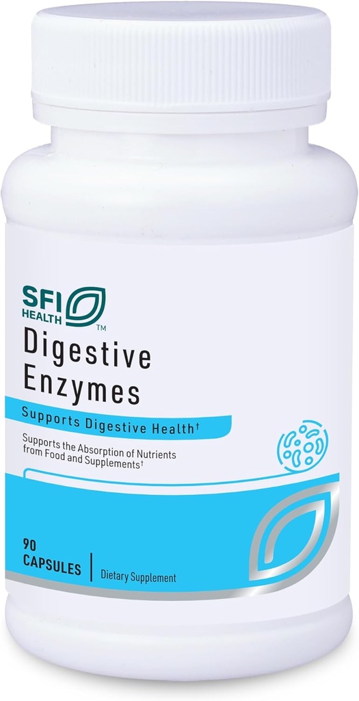 Klaire Labs SFI Health Digestive Enzymes - Συμπληρώματα Υγείας με Amylase, Protease, Lactase, Cellulase & Lipase Enzymes for Digestion - Υποστηρίζει Περιστασιακό Μπλοκάρισμα & Αέριο (90 Κάψουλες)