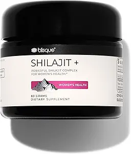 Blisque - Pure Himalayan Organic Shilajit Resin Supplement | for Women’s Health | with Organic Shatavari and Iron | Authentic and Natural | 60 Grams