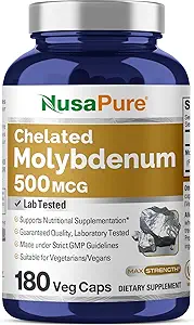 NusaPure Chelated Molybdenum 500 mcg 180 Χορτοφαγικά Καπάκια (Βέγκαν, μη ΓΤΟ)