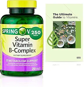 Sprin Val-Ley Super Vitamin B-Complex Tablets Διαιτητικό Συμπλήρωμα Αξίας Μέγεθος, 250 Count (πάνω από 8 μήνες προσφοράς) + Αποκλειστικός Οδηγός Βιταμίνης Vtmx (2 αντικείμενα)