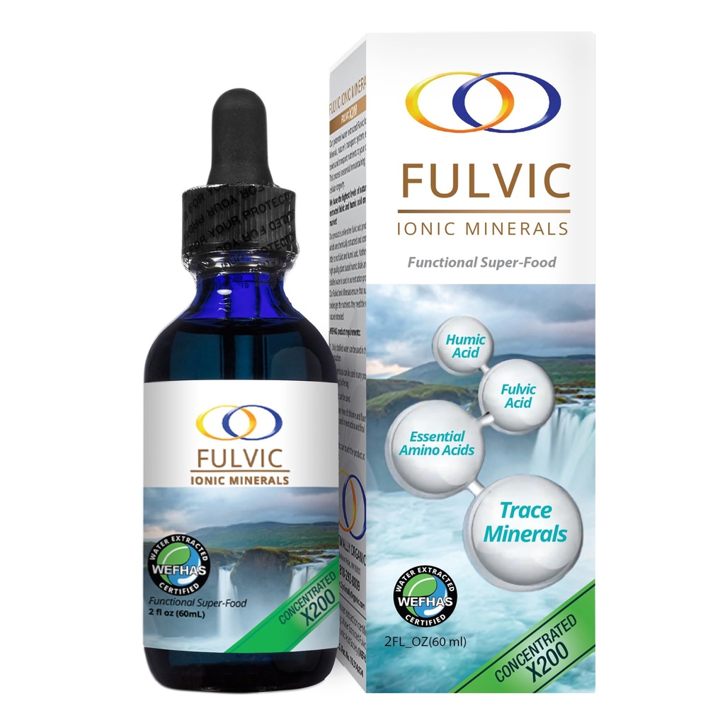 Optimally Organic Water Extracted Fulvic Ionic Minerals X200 - Πατενταρισμένο BioActive Fulvic Acid, Humic Acid, Trace Minerals, Electrolytes & Essential Amino Acids - 5+ Μήνα προσφοράς