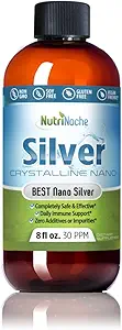 NutriNoche Colloidal Silver Liquid - Premium Silver for Immune Support - Organic Plata Coloidal para Tomar - 99.99% Ultra Pure Nano Particles for Optimal Absorption - 30 ppm 8 oz