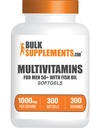 BulkSupplements.com Πολυβιταμίνη για άνδρες 50 Plus Softgels - Ανδρικές ημερήσιες βιταμίνες, Multimineral συμπλήρωμα - Πλήρης πολυβιταμίνη με ιχθυέλαιο - 1 Softgel ανά υπηρεσία, 300 Count (Pack of 1)