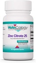 Nutricology Ψευδάργυρος Κιτρικό συμπλήρωμα - 25mg ψευδάργυρος για άνδρες & γυναίκες, ανοσοποιητική υποστήριξη, καθαρό, καλά απορροφημένο, καλά ανεκτές, Trace Mineral, χορτοφάγους κάψουλες - 60 μέτρα