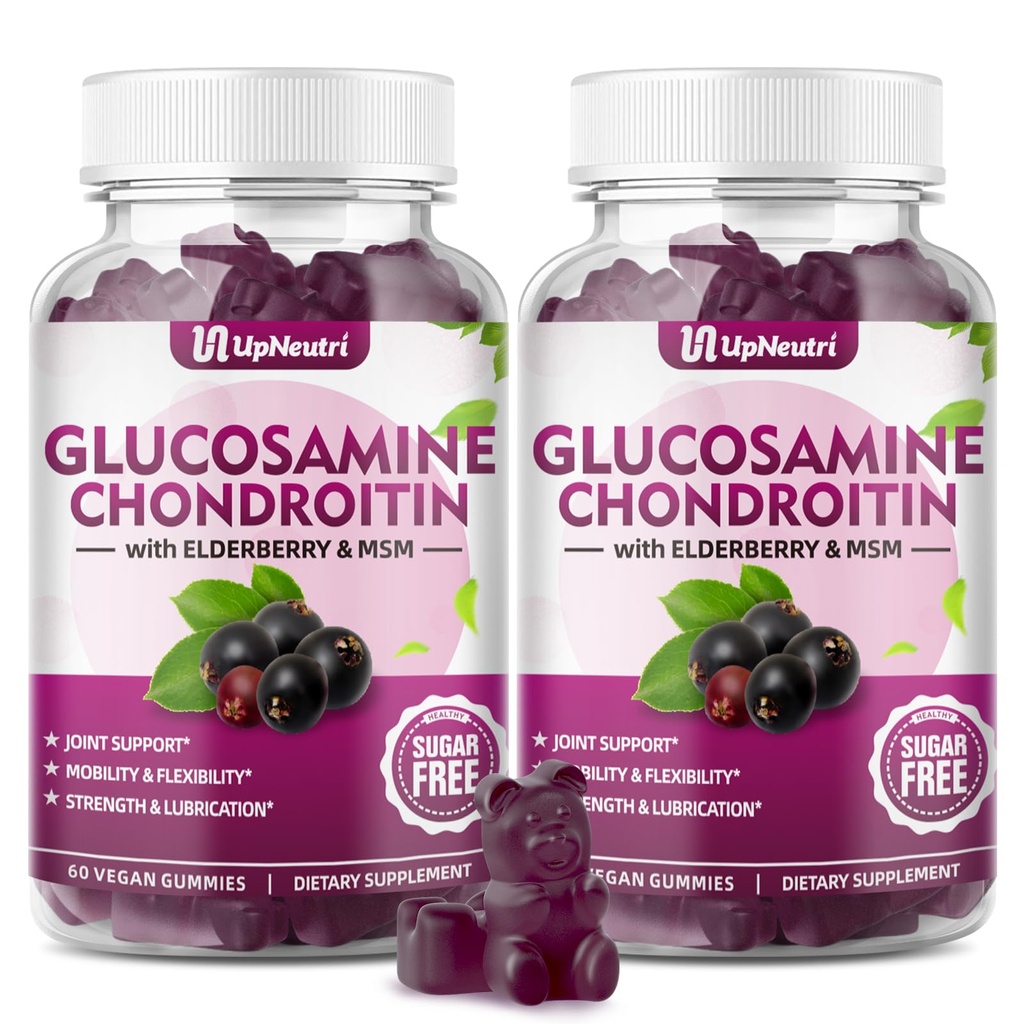 GGlucosamine Chondroitin Gummies Sugar Free, Extra Strength 1500mg Γλυκοσαμίνη με Chondroitin MSM & Turmeric, Κοινό συμπλήρωμα υποστήριξης για την κοινή υγεία ανδρών και γυναικών (120 Count (Pack of 2))