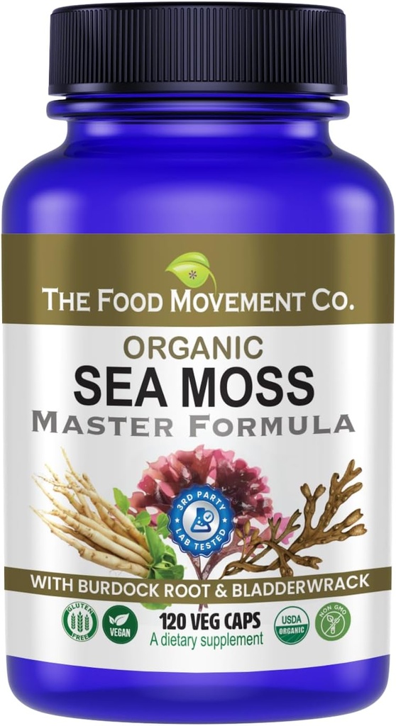 The food MOVEMENT CO. Sea Moss Master Formula with Burdock Root & Bladderwrack for Gut Health 