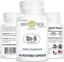 Bio-Tech Pharmacical Vitamin D3 (D3-5 5k IU, 250 Veg Count)