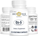 Bio-Tech Pharmacical Vitamin D3 (D3-5 5k IU, 250 Veg Count)