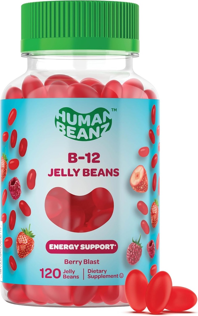 Μεθυλοποιημένη βιταμίνη B12, Jelly Bean Gummies για ενήλικες, Εγκεφαλική υγεία και την ενέργεια Booster, υγιή μαλλιά, δέρμα, και νύχια, διατροφικά χορτοφαγικά συμπληρώματα, 120 Jelly Beans