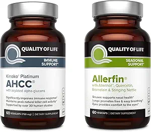 Quality of Life Immune Health Bundle - Featuring Kinoko Platinum AHCC 750mg and Allerfin
