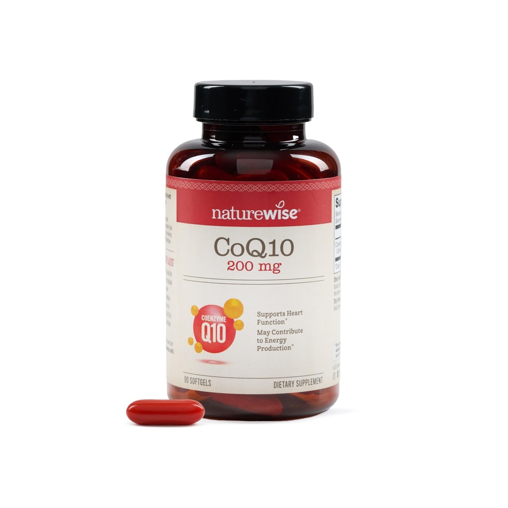 NatureWise CoQ10 200mg Softgels, High Potency Ubiquinone - Coenzyme Q10 Supplement - Αντιοξειδωτικό για την Υγεία της Καρδιάς + Ενέργεια - Vegan, Μη-GMO, Χωρίς Γλουτένη - 90 Count[3-Month Supply]