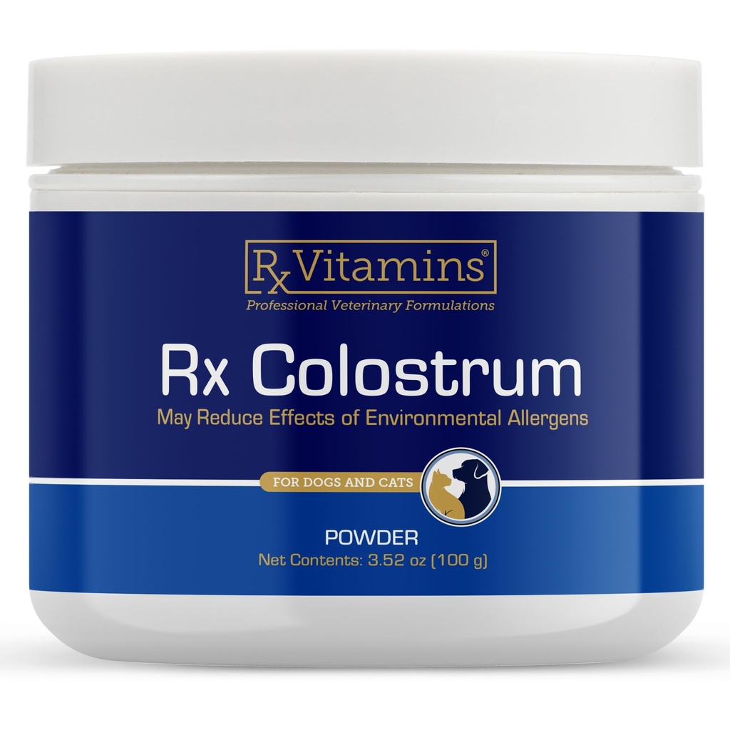 Rx Vitamins Colostrum for Dogs & Cats - Whole Bovine Colostrum Powder - Cat & Dog Supplement Ideal Immune Support, Promotes Digestive Health & Allergy Support - 3.52 oz (100g)